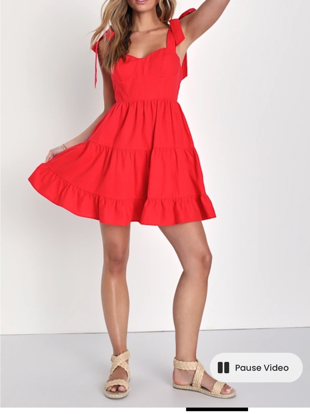 Lulu's Red Tie-Shoulder Tiered Mini Dress